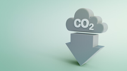 CO2 cloud  icon on green background in environmental concept. 3d illustration of carbon dioxide emissions symbol. - obrazy, fototapety, plakaty