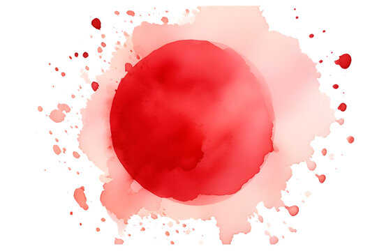 Watercolor red spot isolated on a white transparent background. generative ai.