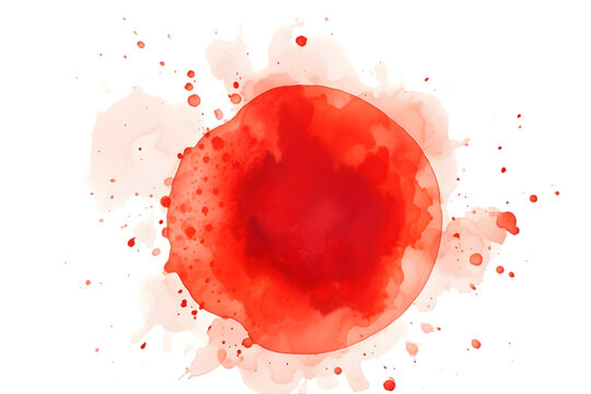Watercolor red spot isolated on a white transparent background. generative ai.