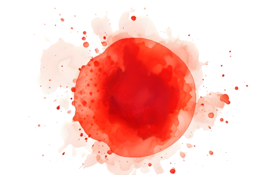 Watercolor red spot isolated on a white transparent background. generative ai.
