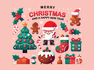 christmas banner christmas traditional elements holiday background santa claus design