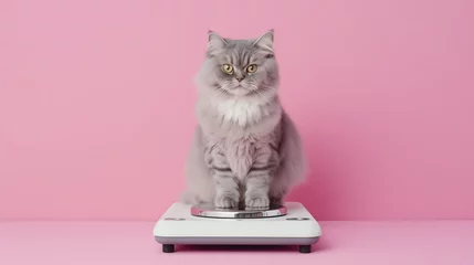 Deurstickers Cat on weight scale © Nurul
