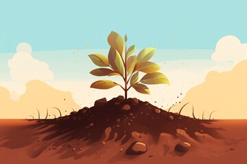Graphic illustration for planting a tree - obrazy, fototapety, plakaty