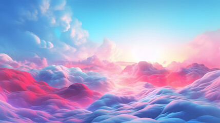 3d render, abstract fantasy background of colorful sky with neon clouds isolated on a white...