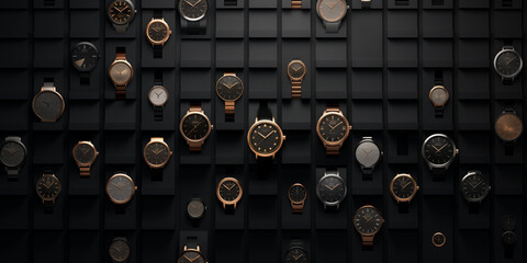 high-end watches neatly arranged