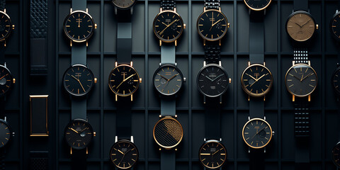 high-end watches neatly arranged