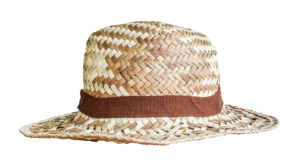 Bamboo panama hat isolated on transparent background.