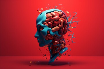 Graphic illustration for human brain anatomy - obrazy, fototapety, plakaty