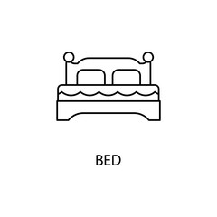 Bed concept line icon. Simple element illustration. Bed concept outline symbol design.