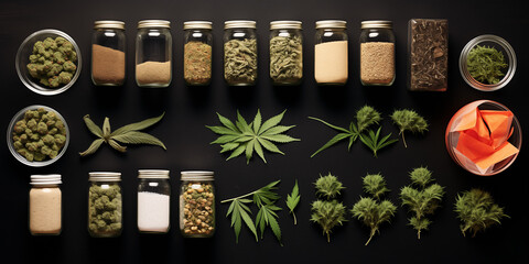 medicine cannabis set concept