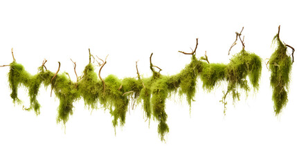 Thick moss hangs from trees in a rainforest near port renfrew, british columbia, canada. generative ai.