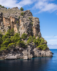 Fototapeta na wymiar Beautiful coastline near the city of Makarska, Dalmatia, Croatia. Makarska Riviera, famous and tourist place in Europe