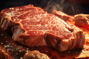 steak, food market, photorealistic, close-up shot, food photography