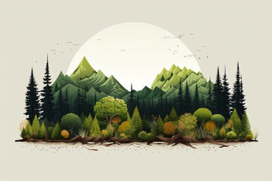 3d graphic illustration for aforestation and planting trees