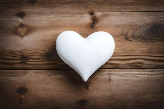 A white heart painted against a backdrop of raw wood. Valentine's Day.