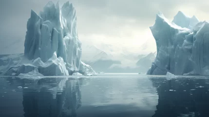 Papier Peint photo Gris foncé __A_surreal_landscape_of_towering_icebergs