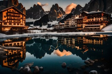 Fototapeta premium Free photo misurina sunset