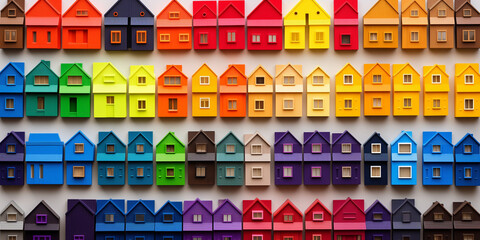  rainbow houses set concept