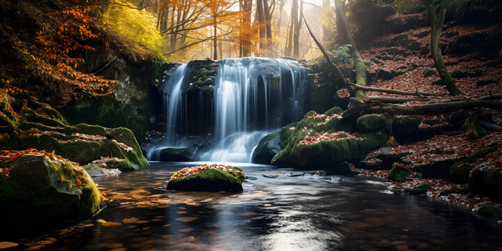 waterfall in the forest,Autumn Fantasy,Falls Fall Image