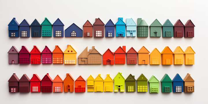   rainbow houses set concept