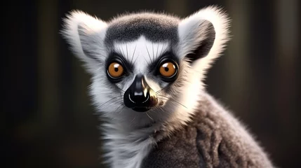 Foto op Canvas The ring tailed lemur Lemur catta. Lemur catta is a large strepsirrhine primate. generative ai © Witri