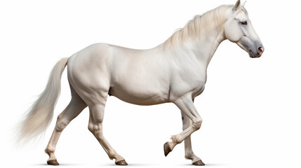 Naklejka na ściany i meble White horse body white background closeup isolated on white. generative ai