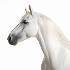 White horse body white background. generative ai
