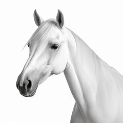 White horse body white background closeup isolated on white. generative ai