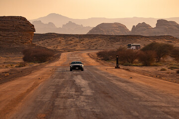 Hegra Vintage Land Rover Tour in Summer, AlUla, Saudi Arabia. - Powered by Adobe