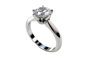 Luxe Love Token: Modern Luxury Unveiled in an Engagement Ring Isolated on Transparent Background
