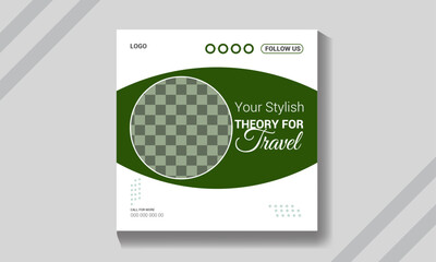 Vector modern editable travel social media post design template.