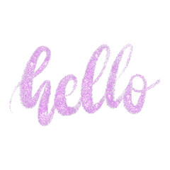 Glittery hand lettering of the word Hello