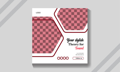Vector modern editable travel social media post design template.