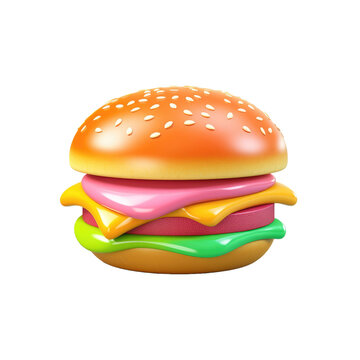 3D clay icon of A Hamburger