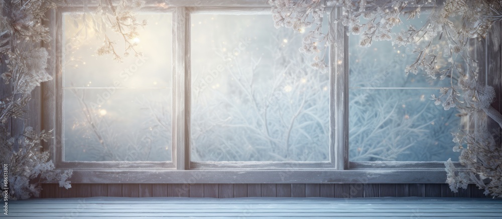 Canvas Prints Frosty window backdrop