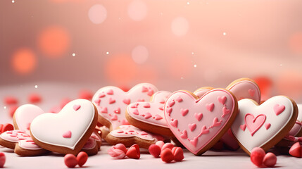 valentines background with hearts holiday, hearts, candy, food, sweet, celebration, romance, red, romantic, valentines, decoration,  - obrazy, fototapety, plakaty
