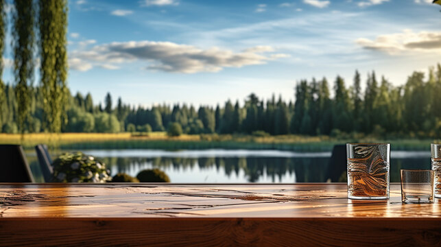 lake and forest HD 8K wallpaper Stock Photographic Image 