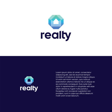 Colorful house logo design realty vector template