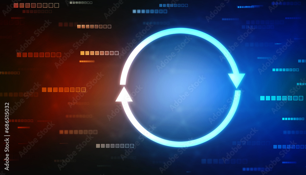 Poster update icon with binary codes on technology abstract background, update system upgrade software vers