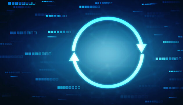 Update icon with binary codes on technology abstract background, Update System Upgrade Software version technology concept