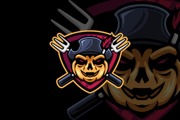 pumpkin pirate mascot logo for esports gaming team