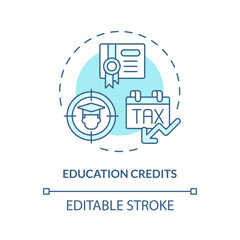 Education credits soft blue concept icon. Special financial benefit for taxpayers. Fiscal policy. Easy to use in article. Round shape line illustration. Abstract idea. Graphic design