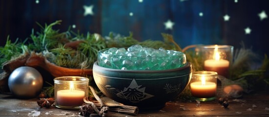 Christmas ambiance with wicca magic, evoking love, luck, and prosperity.