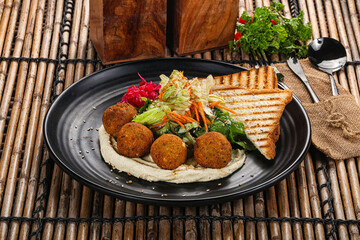 Israeli Falafel with hummus with bread