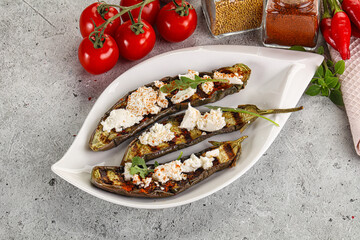 Grilled eggplant with feta cheese