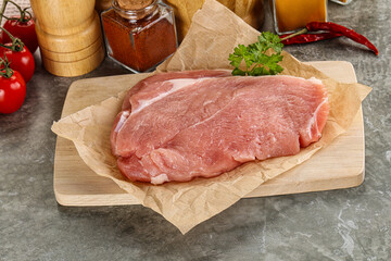 Raw pork schnitzel for cooking