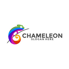 Chameleon logo vector, Colorful Chameleon logo design template