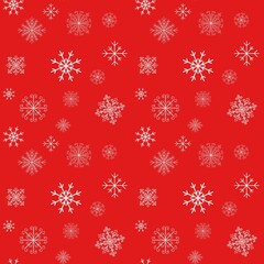 Red and white Christmas background, snowflakes, decorate for Christmas