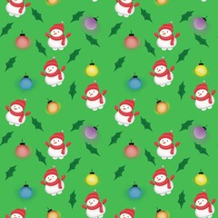 Seamless, Snowman, colorful light tube, holiday season, Green Christmas for background 