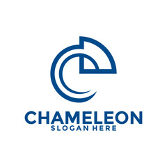 Chameleon logo vector, Abstract line Chameleon logo design template